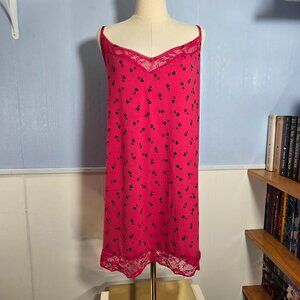 Secret Treasures 3X (22W-24W) Bright Pink Hearts Lace Trim Open Back Nightgown